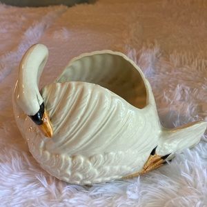 Vintage Hand Painted Japan Swan Planter Porcelain